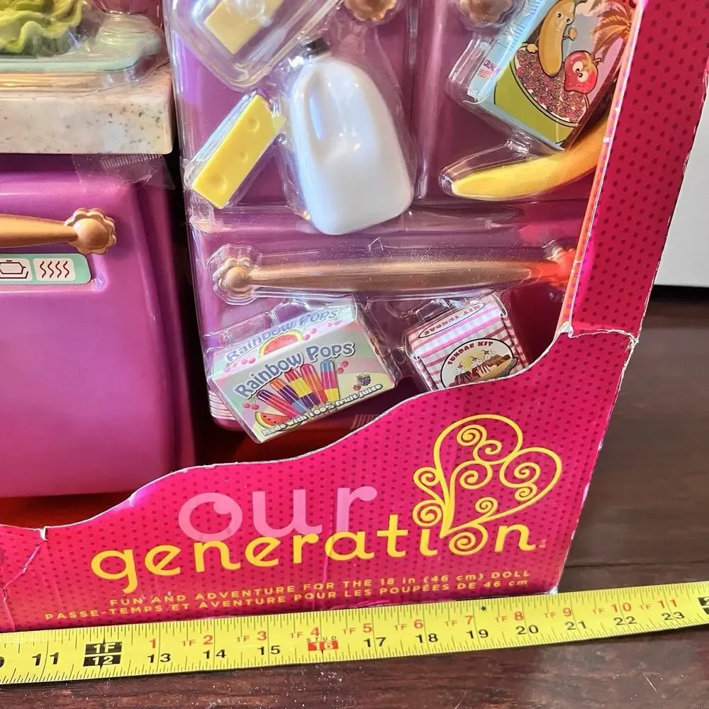 RARE Our Generation Gourmet Kitchen Set Lillac Purple Refrigerator Stove RETIRED